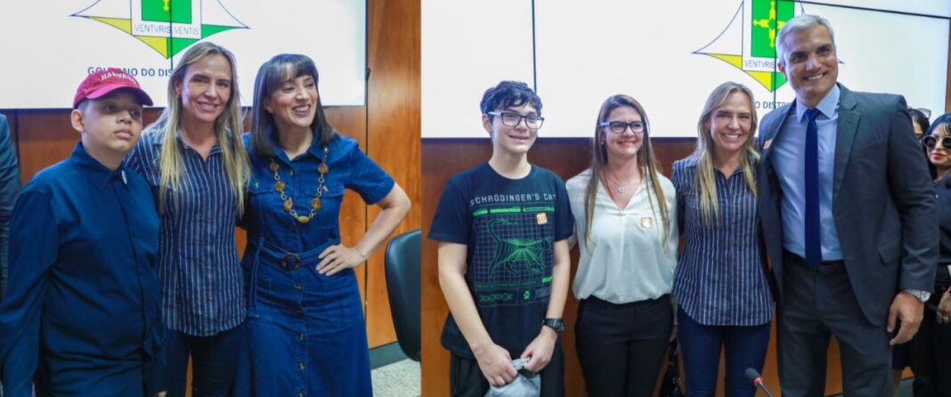 Foto 1 Rafael Kessler, Celina Leão, Roberta Oliveira, foto 2: Lucas Freitas com a sua família e a governadora Celina Leão